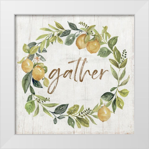 Lemons Gather White Modern Wood Framed Art Print by Nan