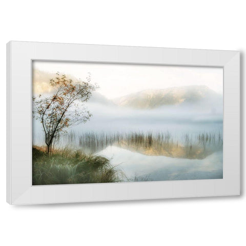 Golden Mirror of October White Modern Wood Framed Art Print by Weisz, Irene