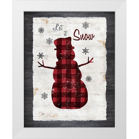 Checkered Snowman I White Modern Wood Framed Art Print by Nan