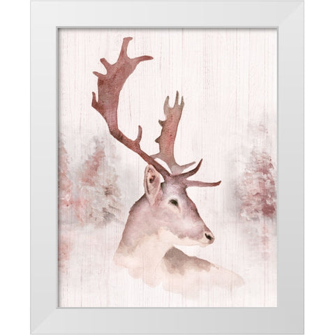 Blush Deer White Modern Wood Framed Art Print by Swatland, Katie