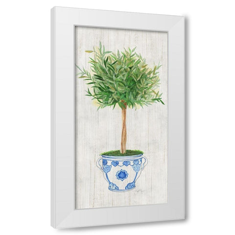 Sage Topiary White Modern Wood Framed Art Print by Tava Studios