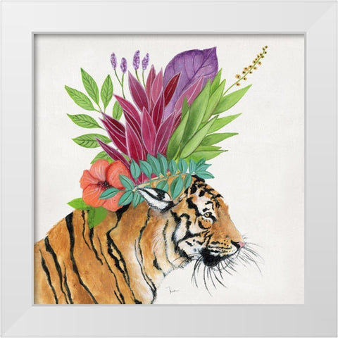 Royale Tiger White Modern Wood Framed Art Print by Tava Studios