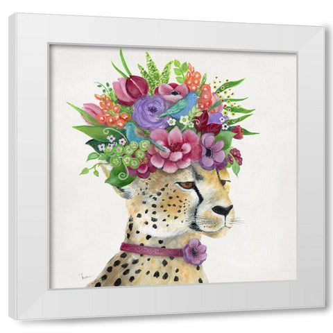 Royale Cheetah White Modern Wood Framed Art Print by Tava Studios