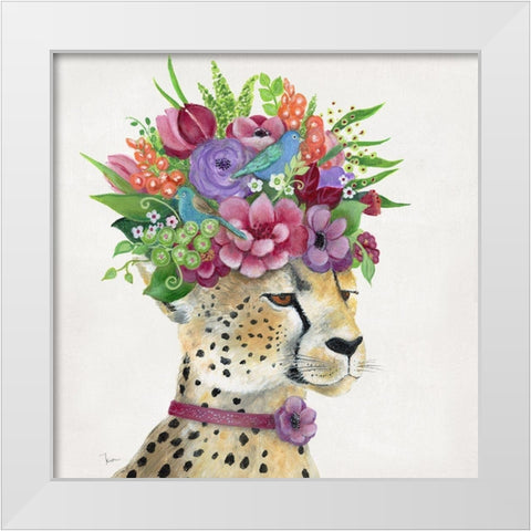 Royale Cheetah White Modern Wood Framed Art Print by Tava Studios