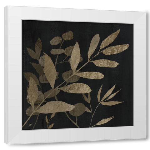 Noir and Natural Leaves I White Modern Wood Framed Art Print by Nan