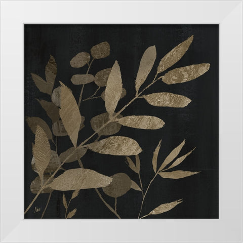 Noir and Natural Leaves I White Modern Wood Framed Art Print by Nan