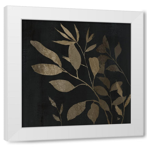 Noir and Natural Leaves II White Modern Wood Framed Art Print by Nan