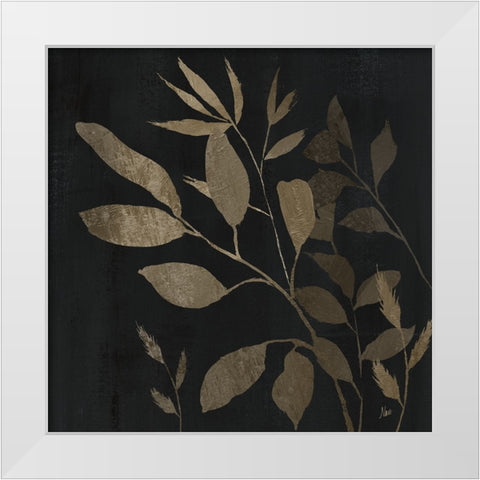Noir and Natural Leaves II White Modern Wood Framed Art Print by Nan
