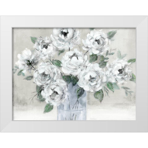Tender White Roses White Modern Wood Framed Art Print by Robinson, Carol
