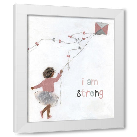 Girl Flying Kite White Modern Wood Framed Art Print by Swatland, Sally