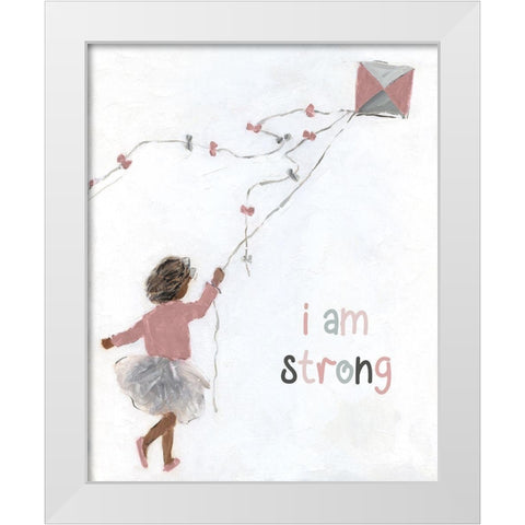 Girl Flying Kite White Modern Wood Framed Art Print by Swatland, Sally