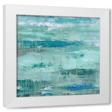 Teal Abstraction I White Modern Wood Framed Art Print by Nan