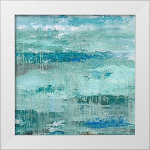 Teal Abstraction I White Modern Wood Framed Art Print by Nan