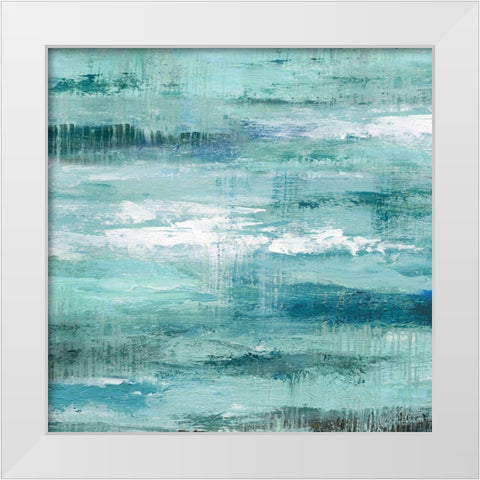 Teal Abstraction II White Modern Wood Framed Art Print by Nan