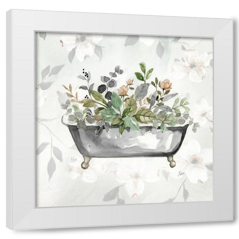 Soft Floral Tub I White Modern Wood Framed Art Print by Nan