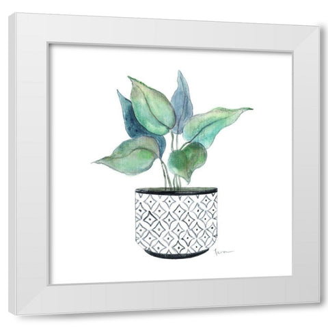 Modern Botany Blue I White Modern Wood Framed Art Print by Tava Studios