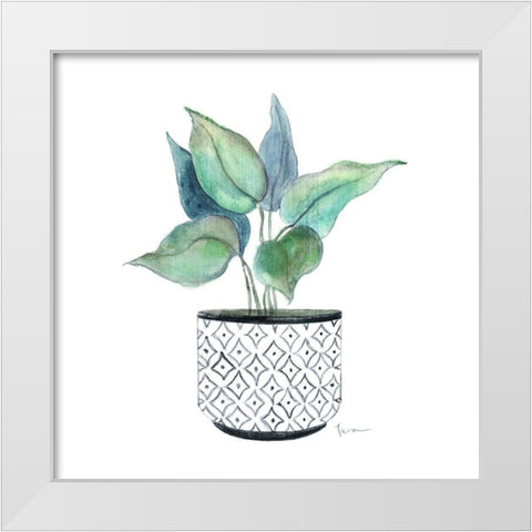 Modern Botany Blue I White Modern Wood Framed Art Print by Tava Studios