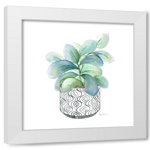 Modern Botany Blue III White Modern Wood Framed Art Print by Tava Studios