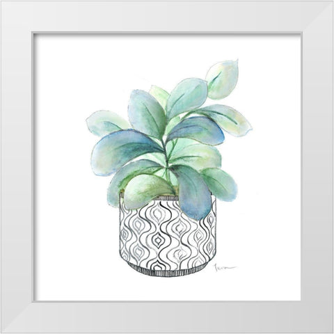 Modern Botany Blue III White Modern Wood Framed Art Print by Tava Studios