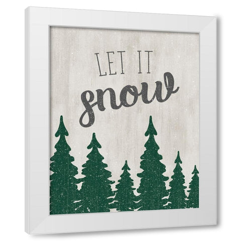 Let It Snow Forest White Modern Wood Framed Art Print by CAD Designs