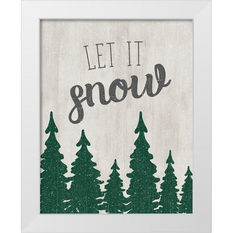 Let It Snow Forest White Modern Wood Framed Art Print by CAD Designs