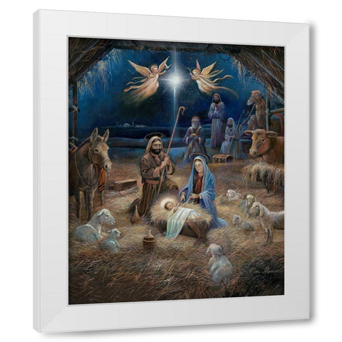 Silent Night White Modern Wood Framed Art Print by Manning, Ruane