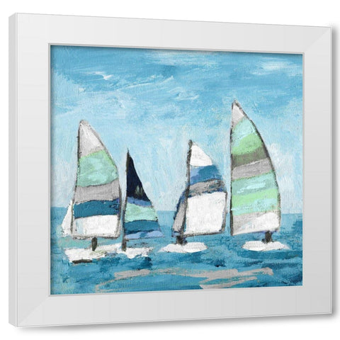 Seaglass Sails I White Modern Wood Framed Art Print by Craven, Katrina