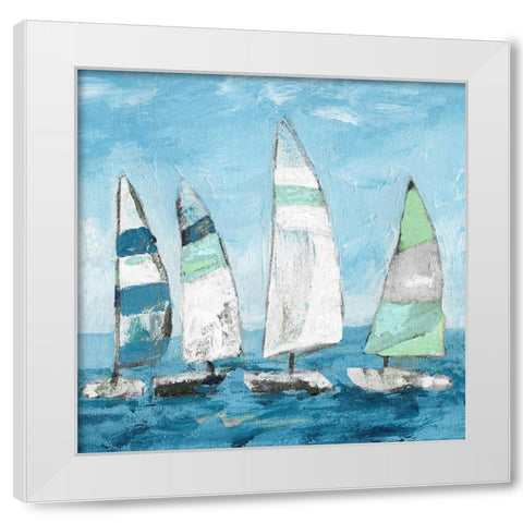 Seaglass Sails II White Modern Wood Framed Art Print by Craven, Katrina