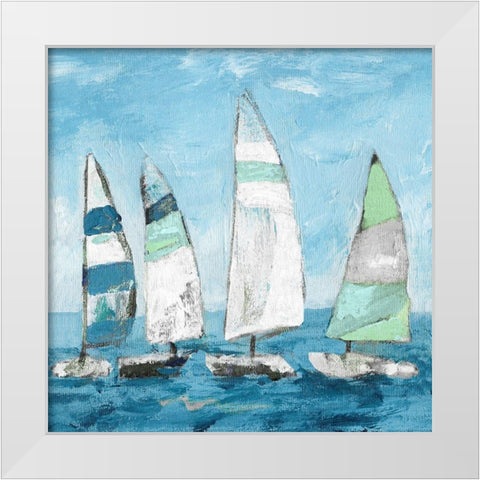 Seaglass Sails II White Modern Wood Framed Art Print by Craven, Katrina