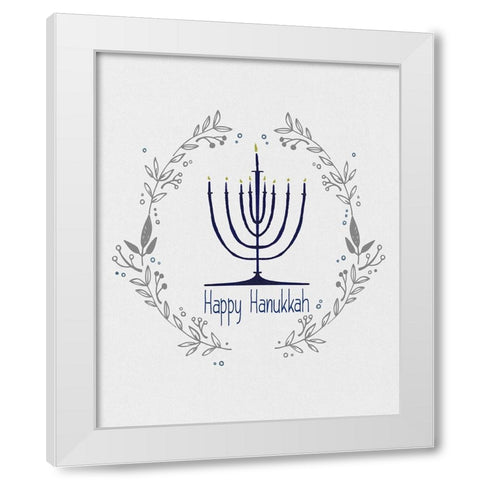 Happy Hanukkah II White Modern Wood Framed Art Print by Jill, Susan
