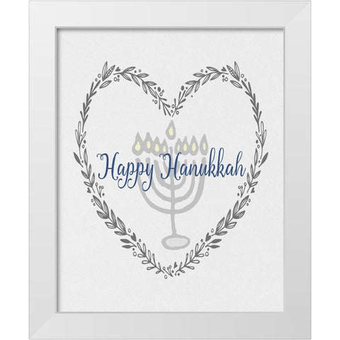 Hanukkah Heart White Modern Wood Framed Art Print by Jill, Susan