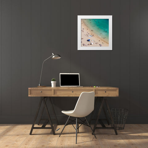 Aerial Waikiki White Modern Wood Framed Art Print by Delimont, Danita