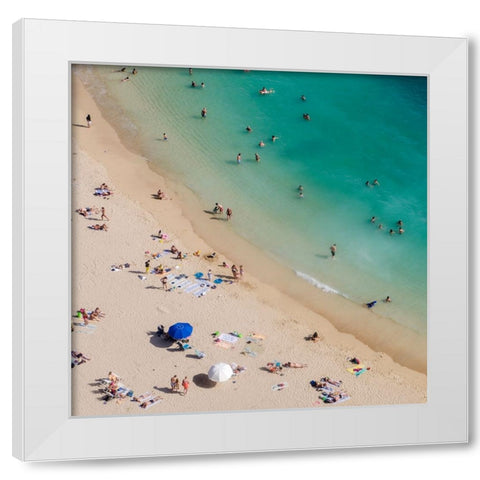 Aerial Waikiki White Modern Wood Framed Art Print by Delimont, Danita