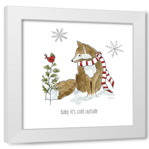Simple Winter Pleasures Fox White Modern Wood Framed Art Print by Finn, Livi