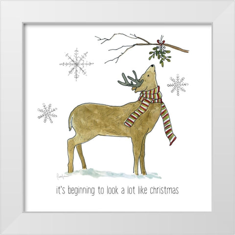 Simple Winter Pleasures Deer White Modern Wood Framed Art Print by Finn, Livi