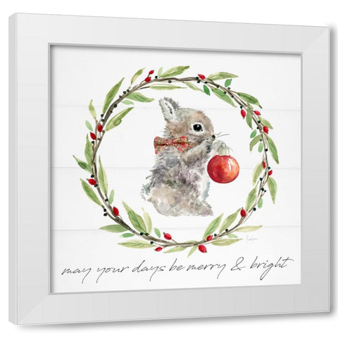 Farmhouse Christmas Bunny White Modern Wood Framed Art Print by Finn, Livi