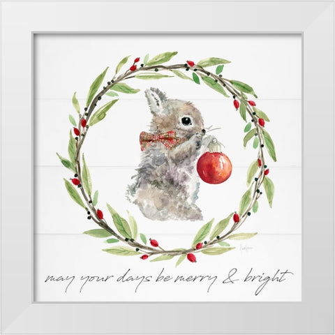 Farmhouse Christmas Bunny White Modern Wood Framed Art Print by Finn, Livi