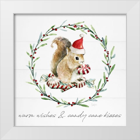 Farmhouse Christmas Squirrel White Modern Wood Framed Art Print by Finn, Livi