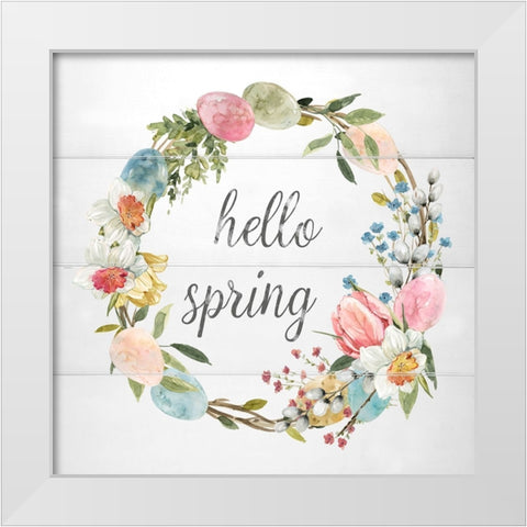 Farmhouse Easter Egg Wreath White Modern Wood Framed Art Print by Finn, Livi