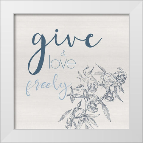 Give Freely White Modern Wood Framed Art Print by Santiago, Daniela