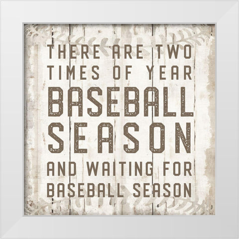 Baseball Season White Modern Wood Framed Art Print by CAD Designs