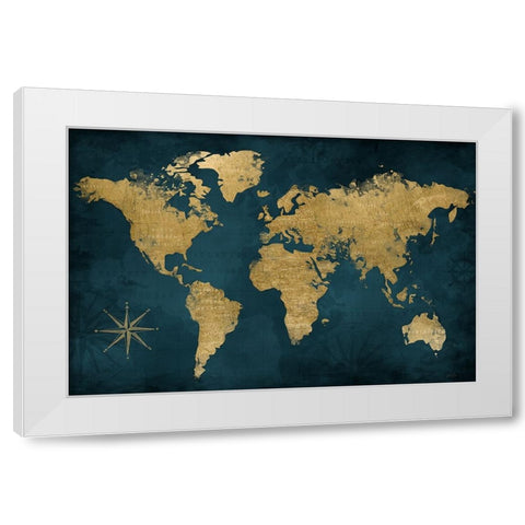 Navy Gold Map White Modern Wood Framed Art Print by Carpentieri, Natalie