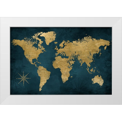 Navy Gold Map White Modern Wood Framed Art Print by Carpentieri, Natalie