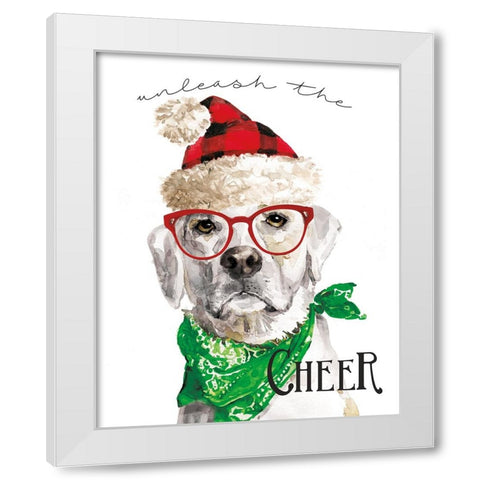 Unleash The Cheer White Modern Wood Framed Art Print by Finn, Livi