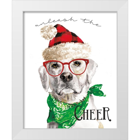 Unleash The Cheer White Modern Wood Framed Art Print by Finn, Livi