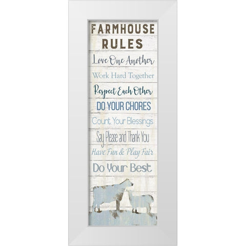 Farmhouse Rules White Modern Wood Framed Art Print by Robinson, Carol