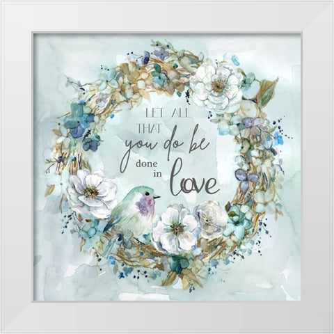 Done In Love Wreath White Modern Wood Framed Art Print by Robinson, Carol