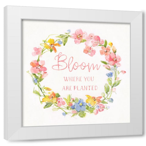 Springtime Wreath I White Modern Wood Framed Art Print by Swatland, Sally