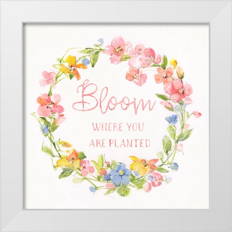 Springtime Wreath I White Modern Wood Framed Art Print by Swatland, Sally