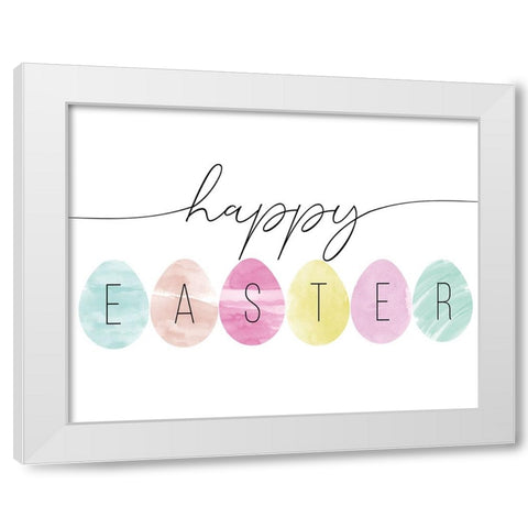 Happy Easter White Modern Wood Framed Art Print by CAD Designs